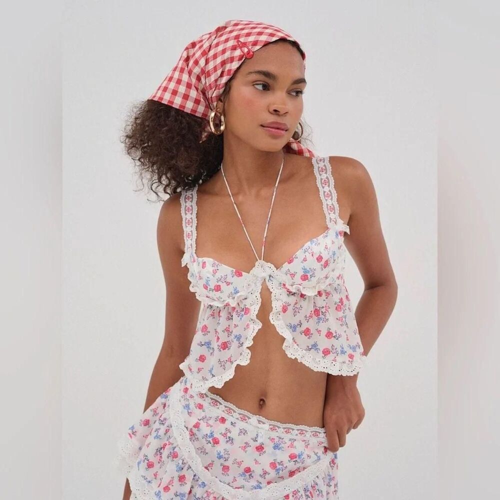 For Love & Lemons Ditsy Day - Cropped Bra Top + Skirt | Small | NWT - Picture 5 of 7
